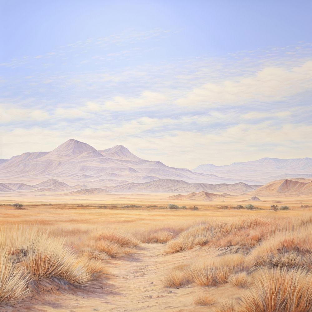 Bolivian Altiplano landscape outdoors drawing. 