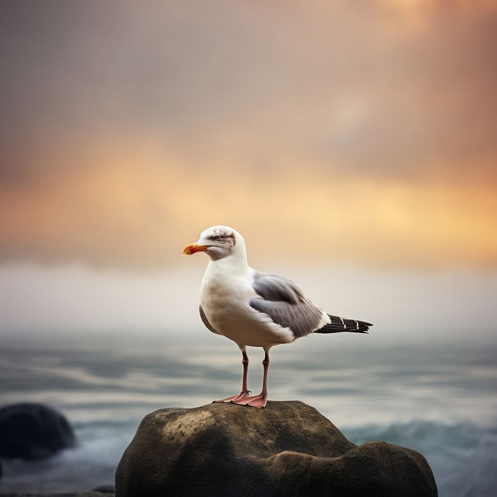 Seagull seagull rock outdoors. AI generated Image by rawpixel.