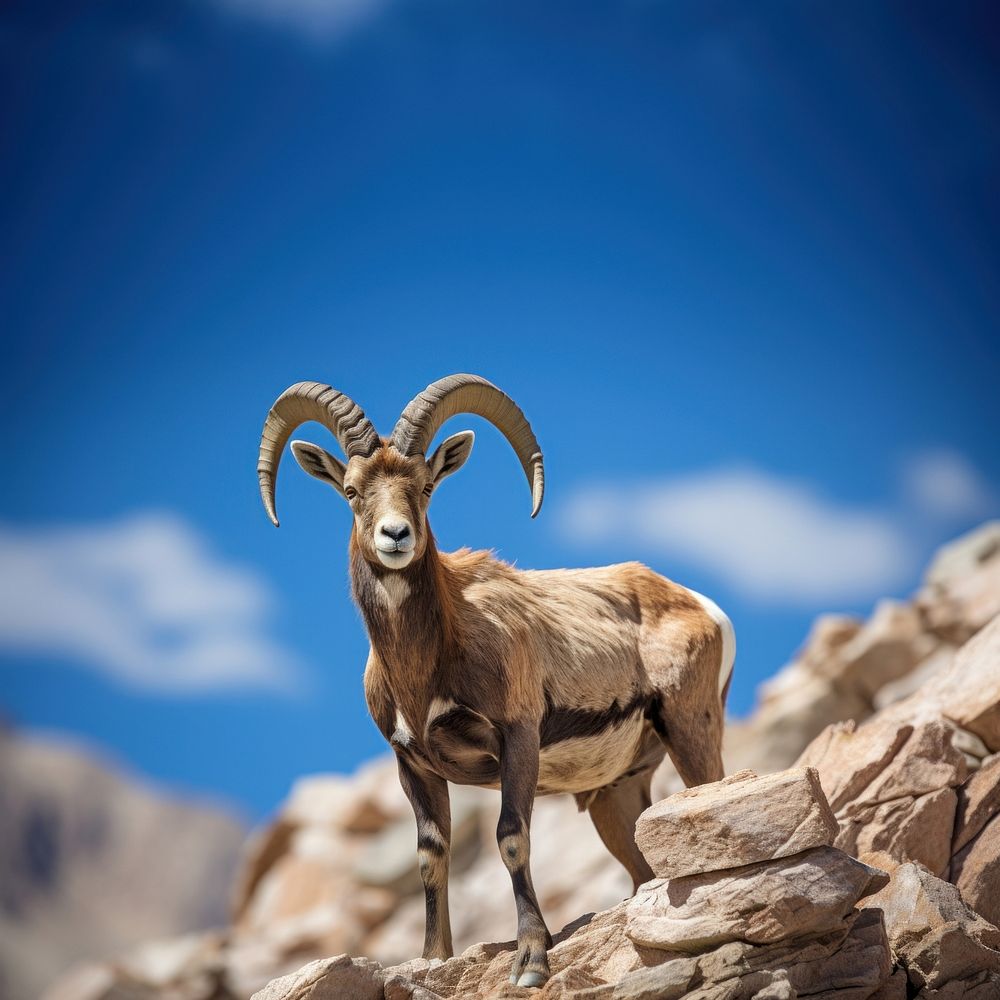 Alpine ibex livestock wildlife animal. AI generated Image by rawpixel.