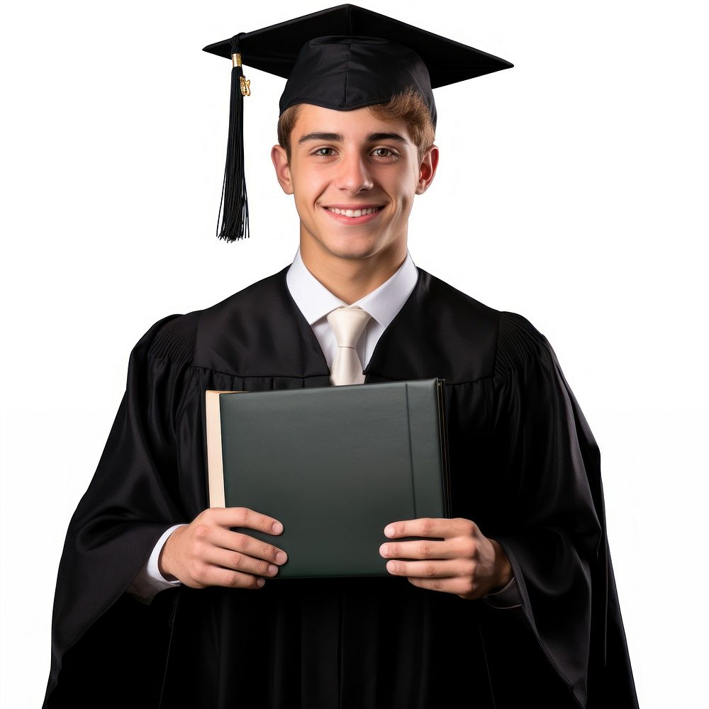 Student graduation adult white background. 