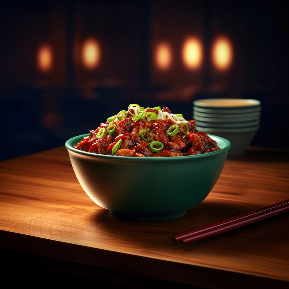 Noodles soup food bowl chopsticks. AI generated Image by rawpixel.
