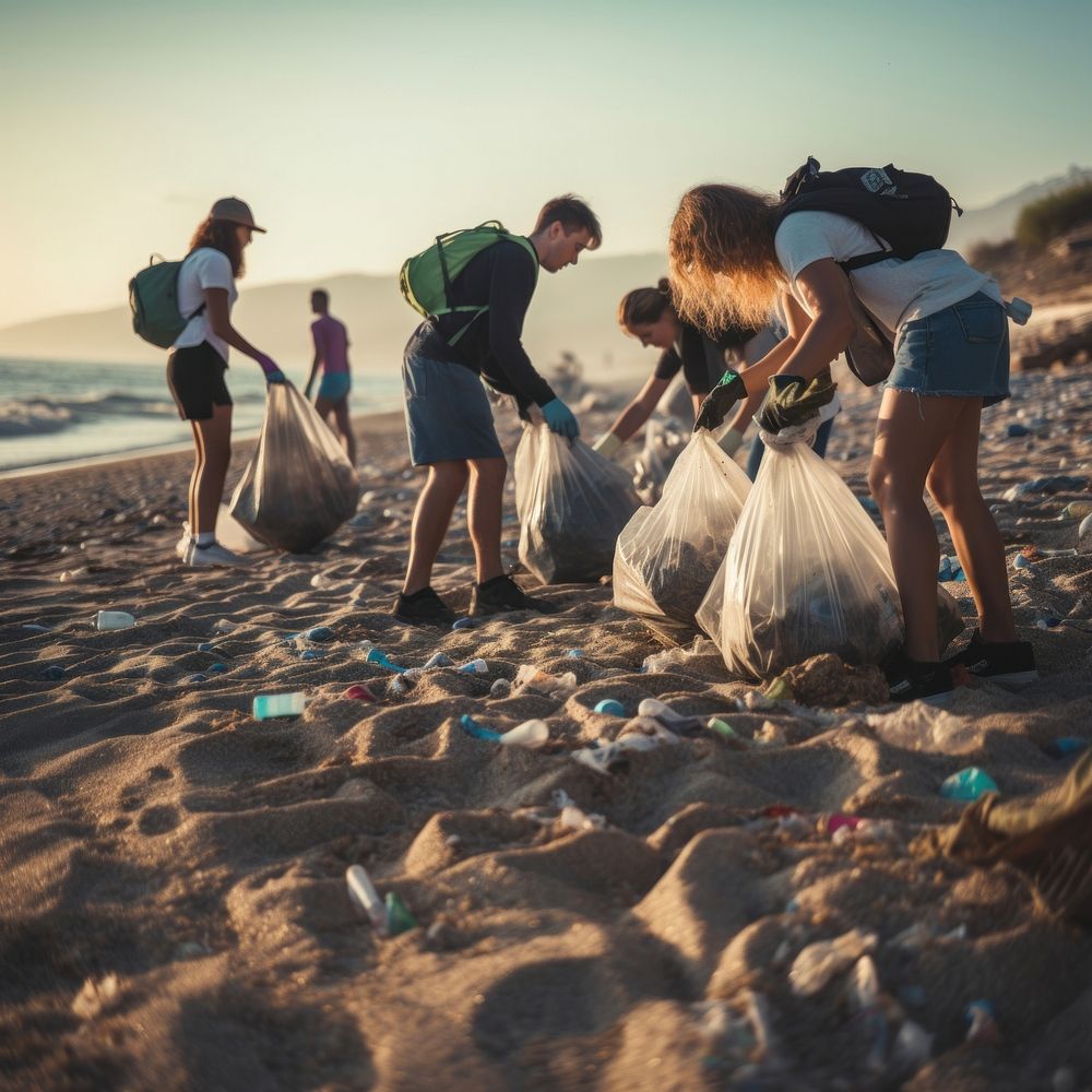 Beach outdoors garbage nature. AI generated Image by rawpixel.