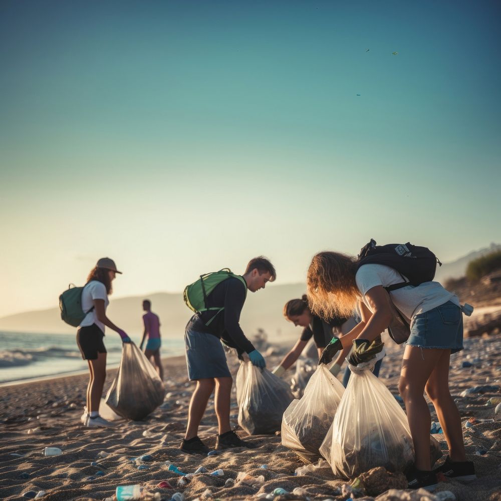 Beach outdoors nature adult. AI generated Image by rawpixel.