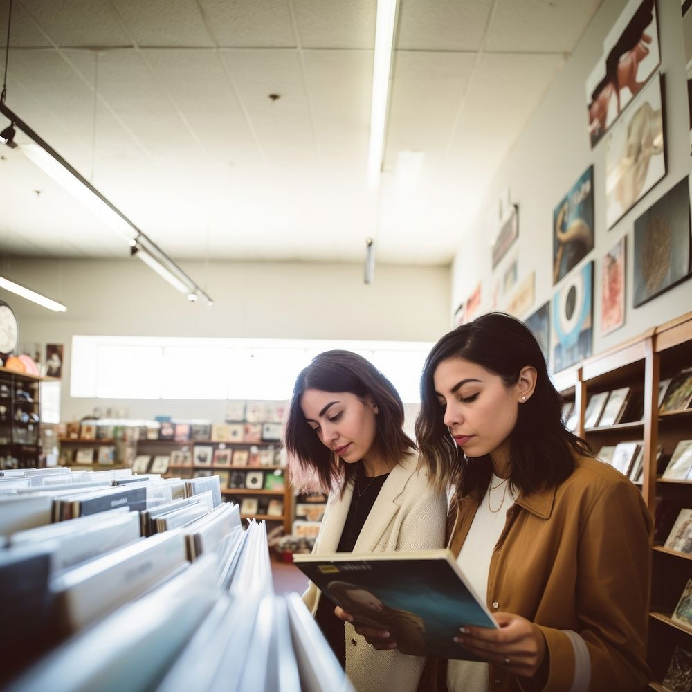 Two hispanic women publication shopping reading. AI generated Image by rawpixel.