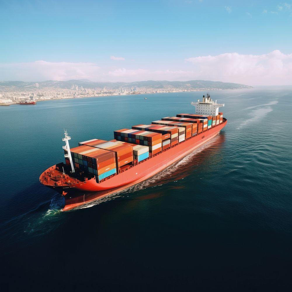 Container cargo ship watercraft vehicle heavy. AI generated Image by rawpixel.