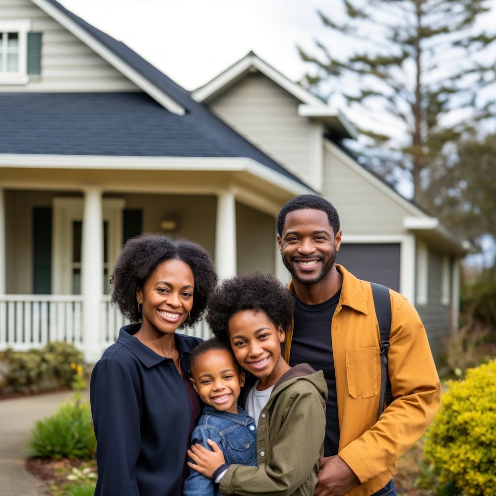 Family cheerful outdoors portrait. AI generated Image by rawpixel.