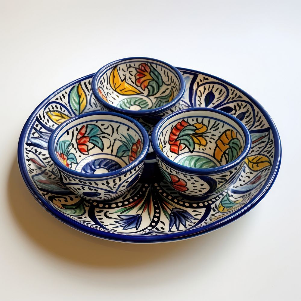 Appetizer tray Mexican Talavera porcelain platter. AI generated Image by rawpixel.