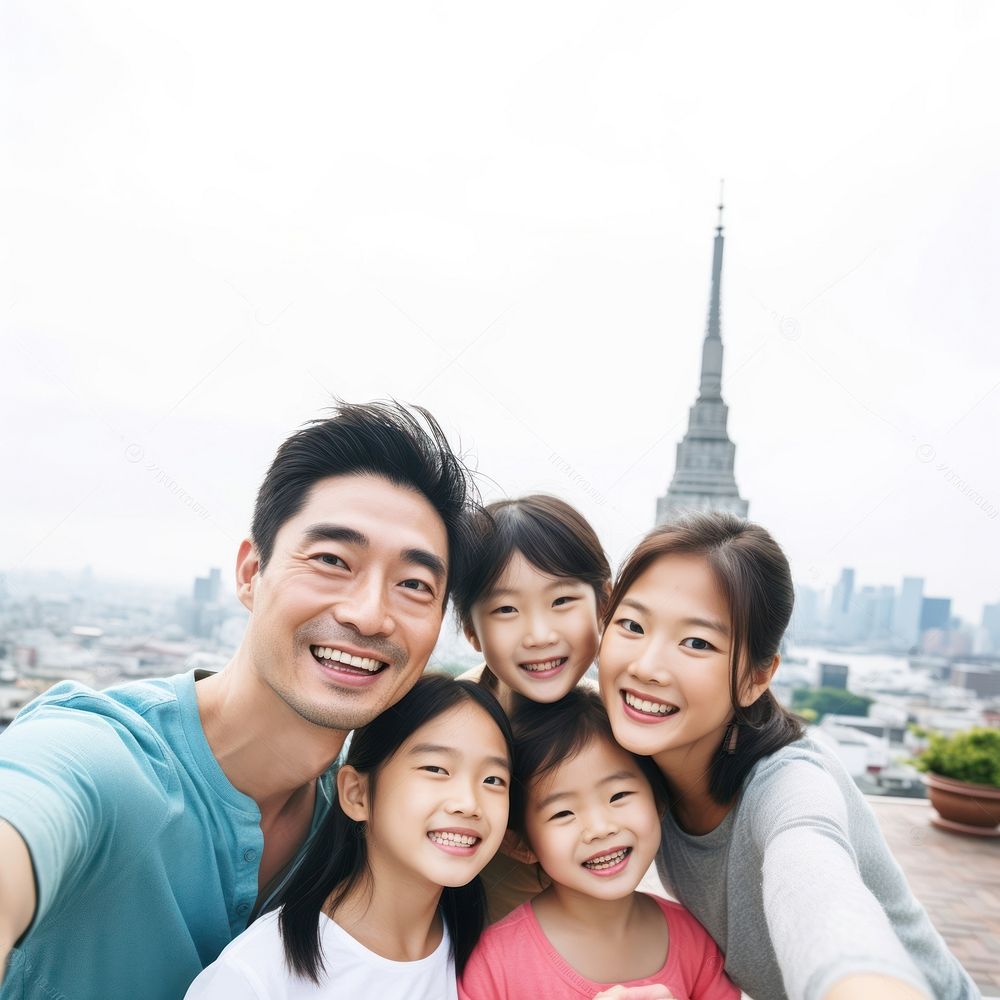 Family taking selfie photo city portrait adult. AI generated Image by rawpixel.