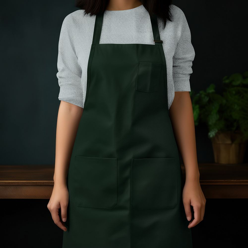 Green cooking apron with design space