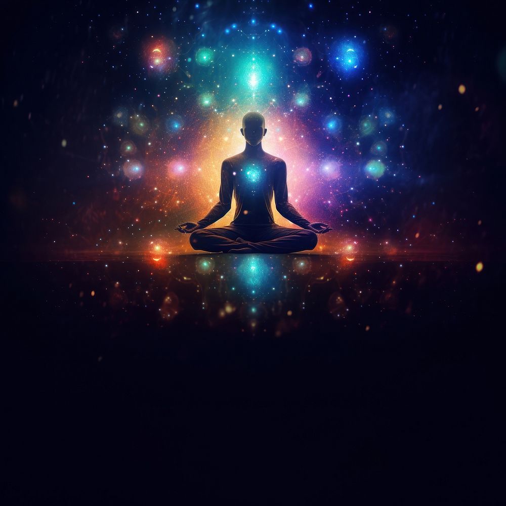 Universe yoga spirituality cross-legged. AI generated Image by rawpixel.
