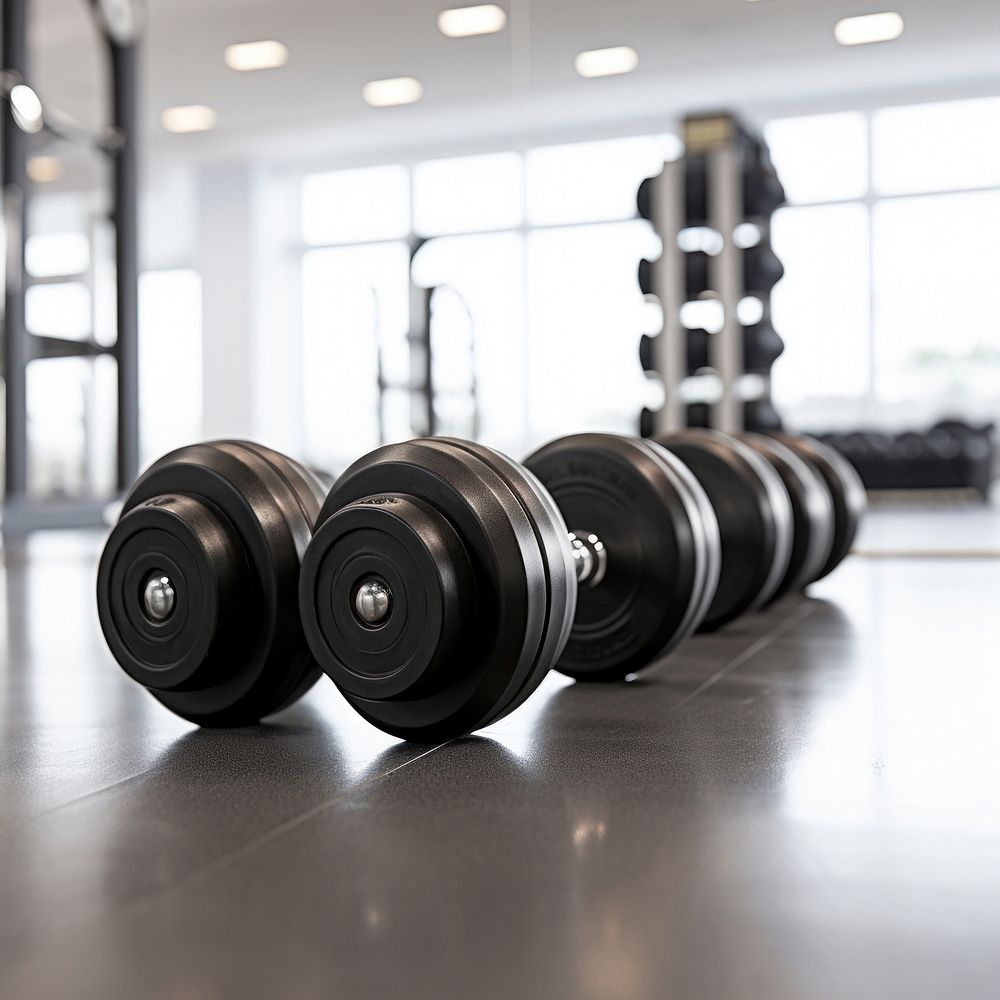 Gym dumbbell sports black. AI generated Image by rawpixel.