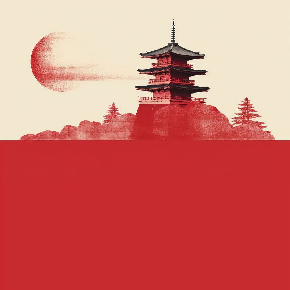 Minimal and simplified japanese iconic landmark. AI generated Image by rawpixel. 