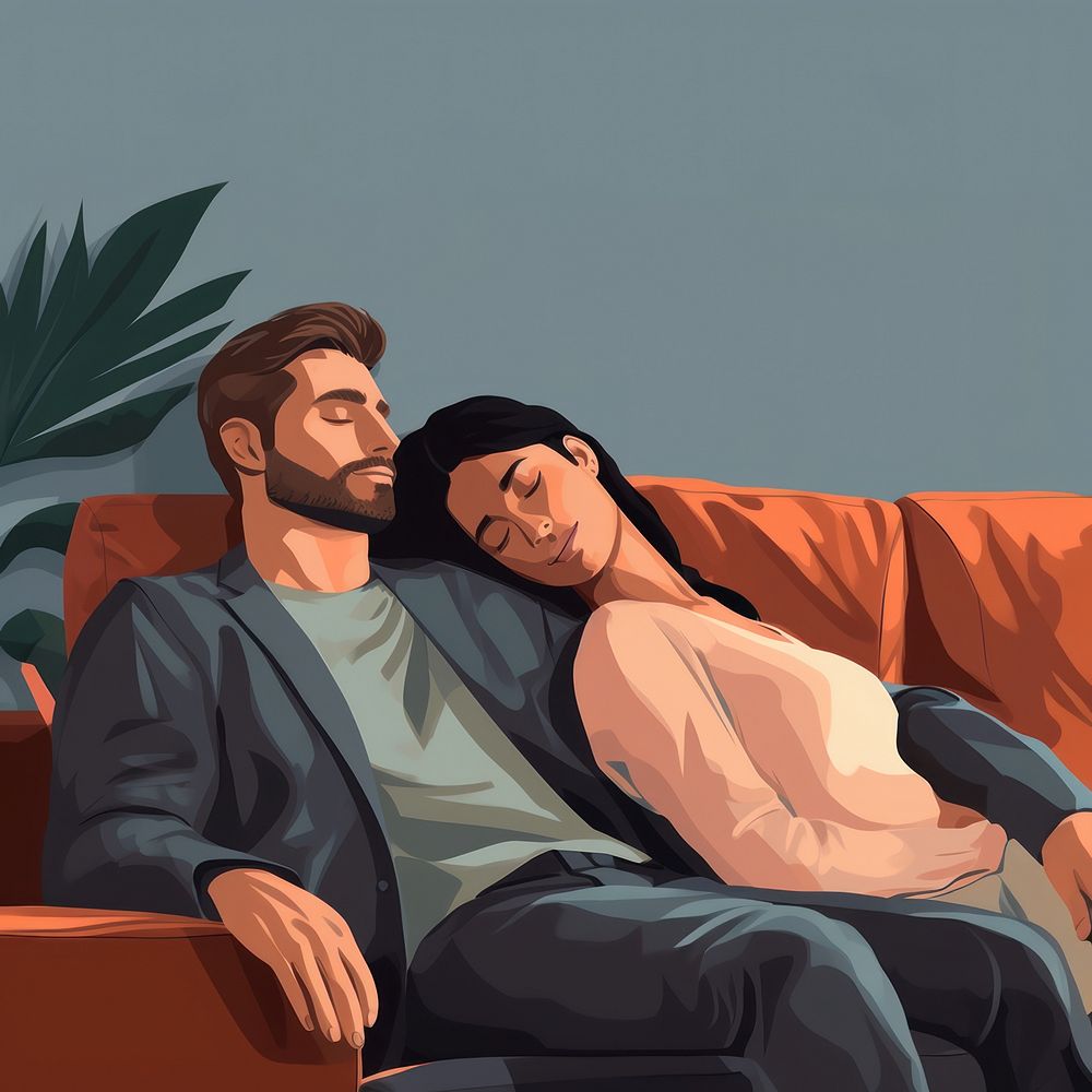 Couple sleep furniture adult sofa. AI generated Image by rawpixel.
