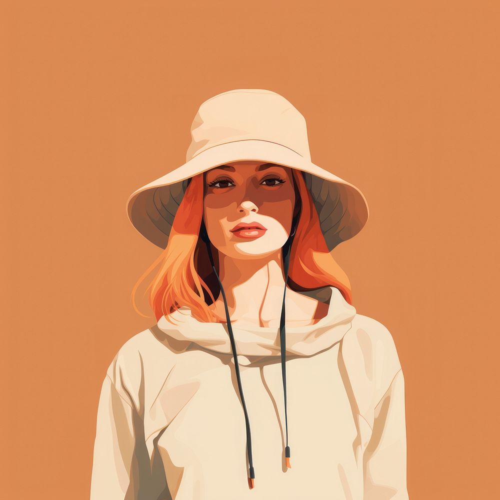 Ginger female portrait adult hat. 