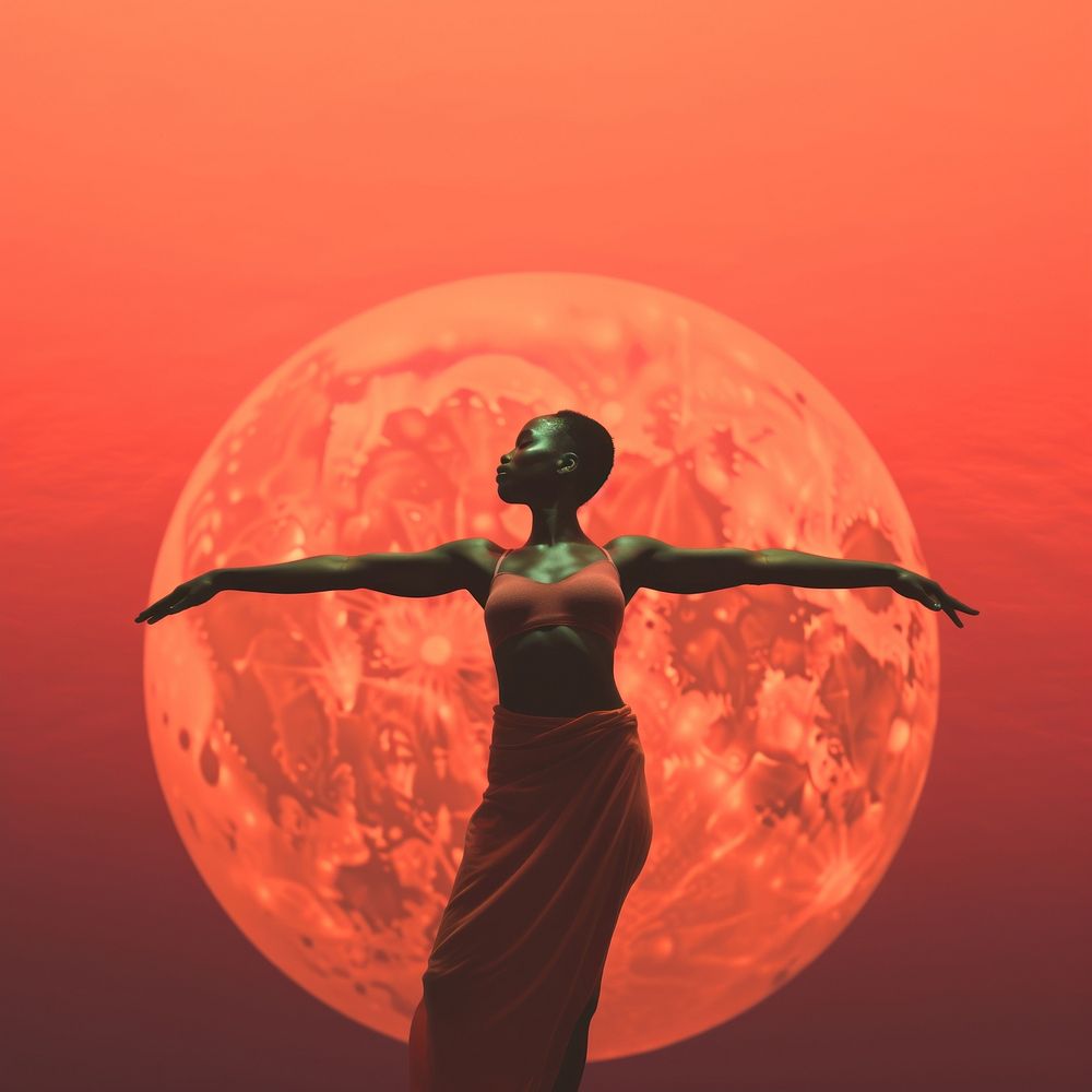 photo of an african american woman standing yoga pose. AI generated Image by rawpixel. 