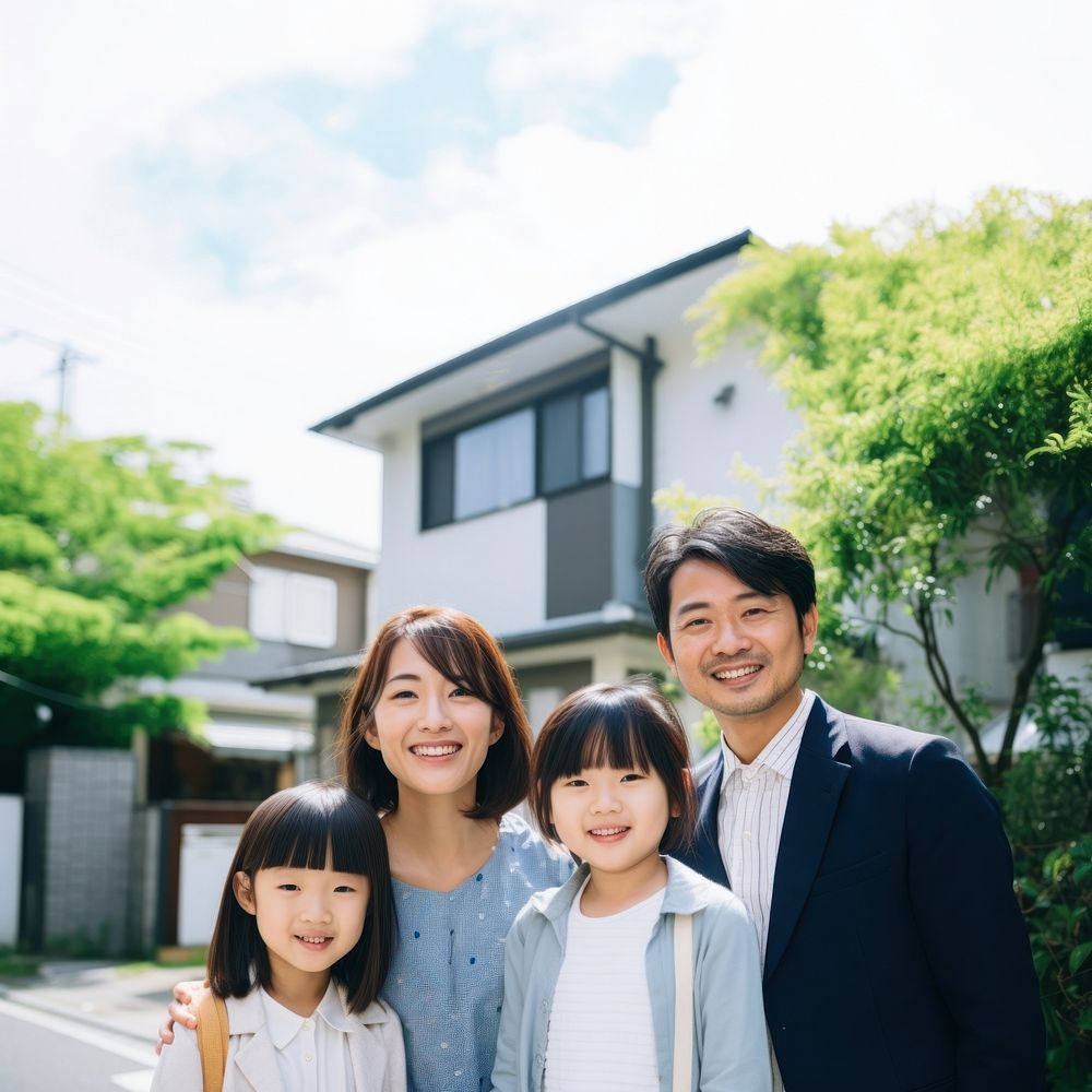 Japanse family cheerful adult child. AI generated Image by rawpixel.