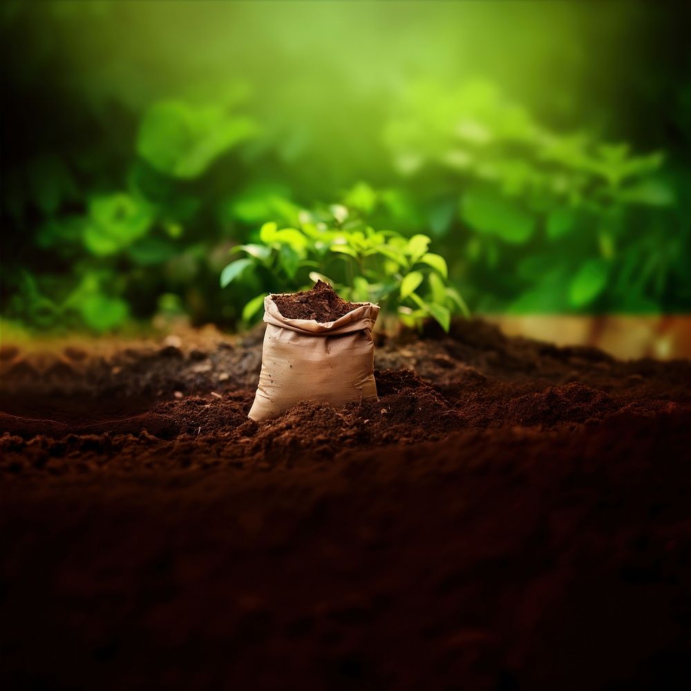 photo of soil bag laying on the ground.  