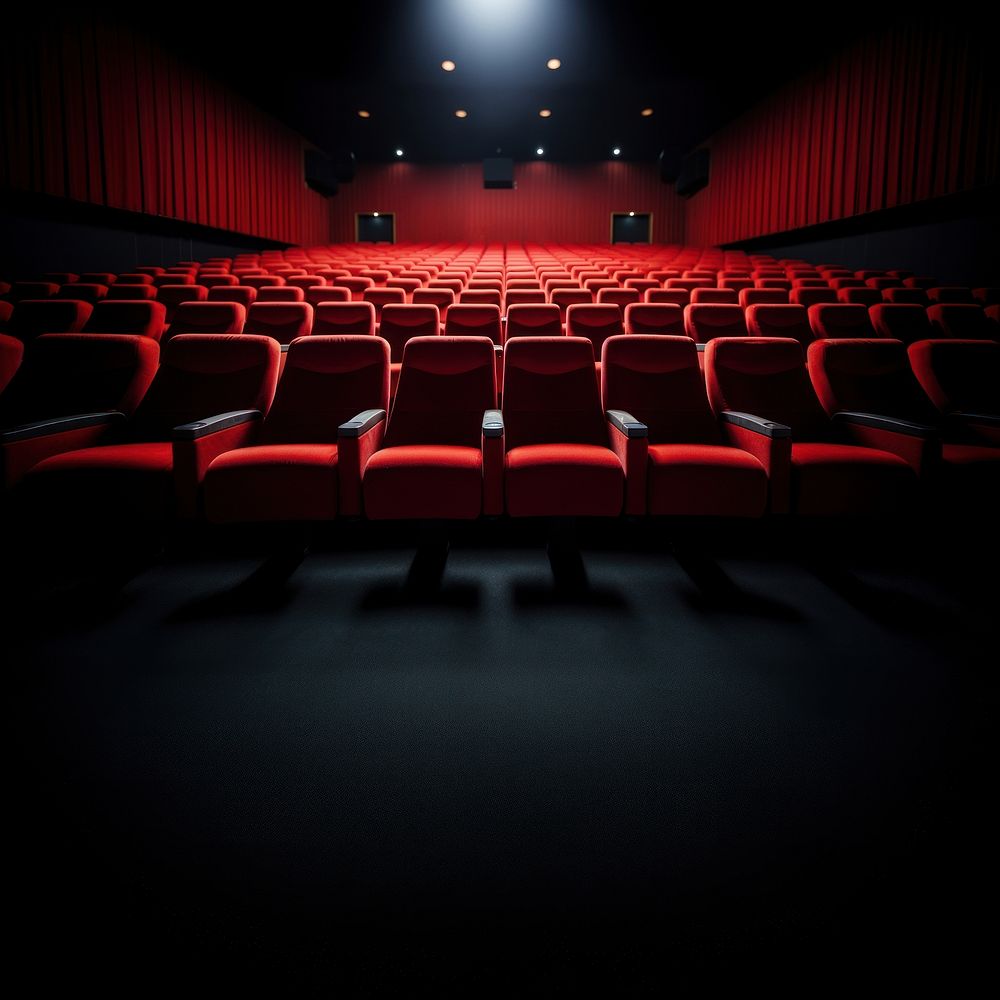 Rows of empty red seats in cinema. AI generated Image by rawpixel. 