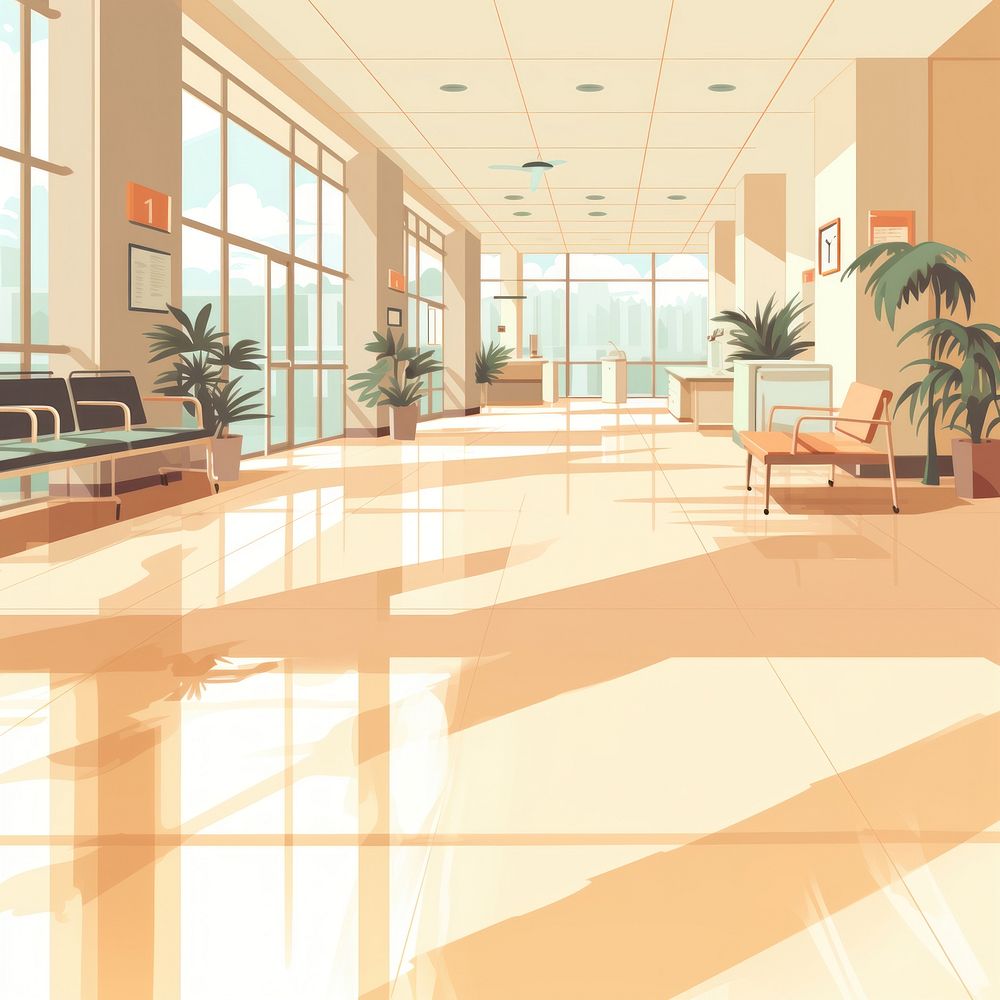 Hospital architecture flooring building. AI generated Image by rawpixel.