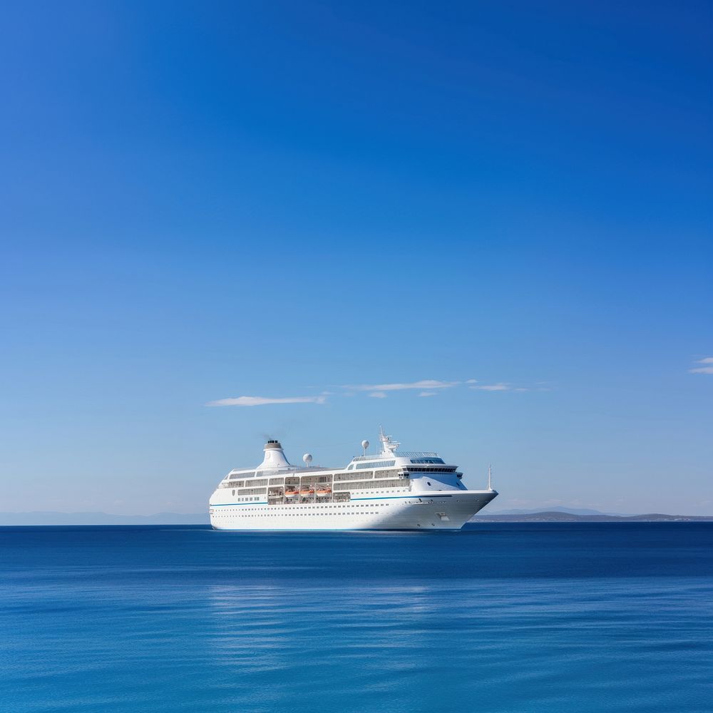 White cruise ship outdoors horizon vehicle. AI generated Image by rawpixel.