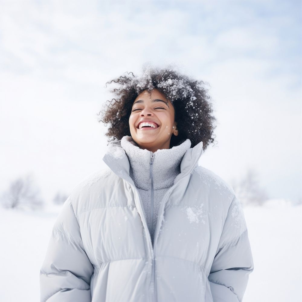 Snow laughing outdoors winter. AI generated Image by rawpixel.