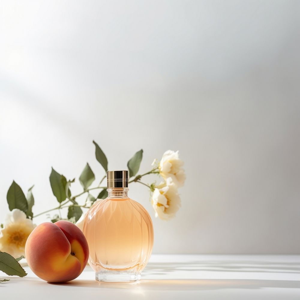 Peach perfume bottle cosmetics. 