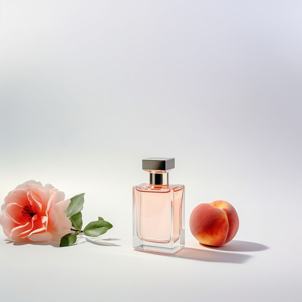 Peach perfume bottle cosmetics. 