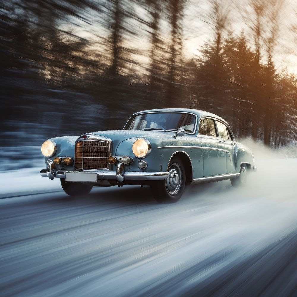 Car driving fast vehicle winter transportation. AI generated Image by rawpixel.