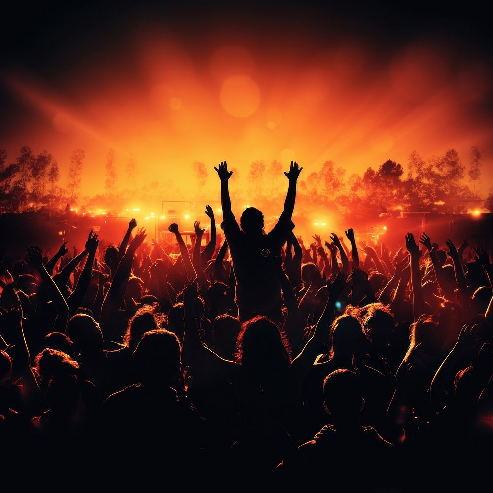 Concert silhouette cheering music. AI generated Image by rawpixel.