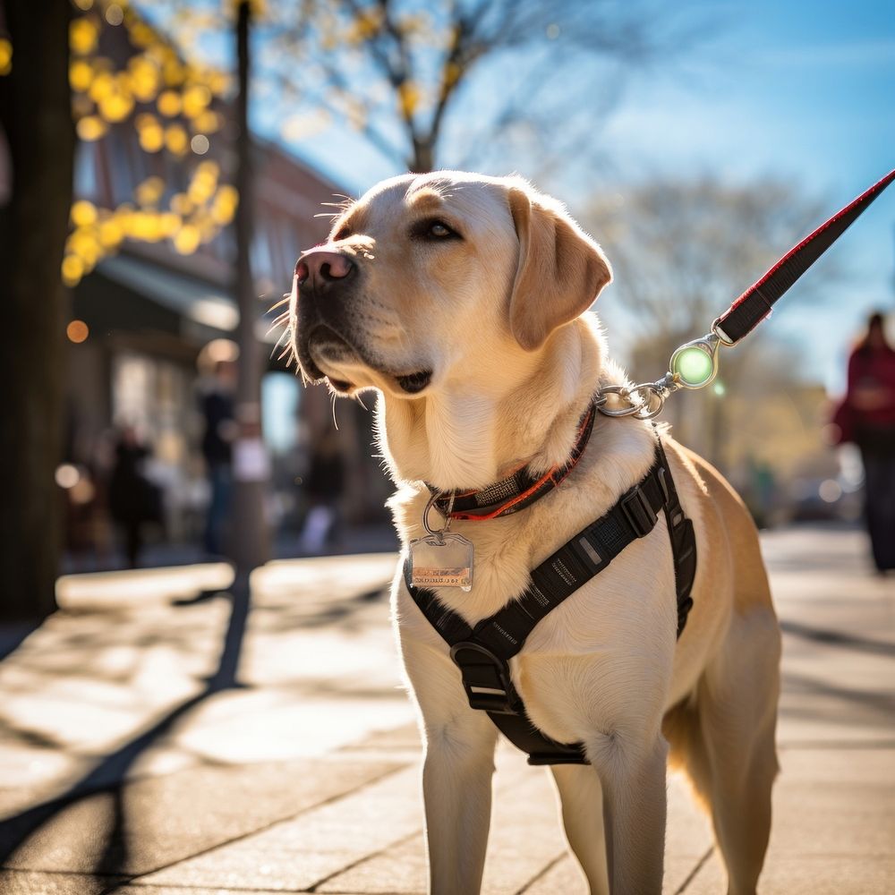 Guide dog animal mammal leash. AI generated Image by rawpixel.