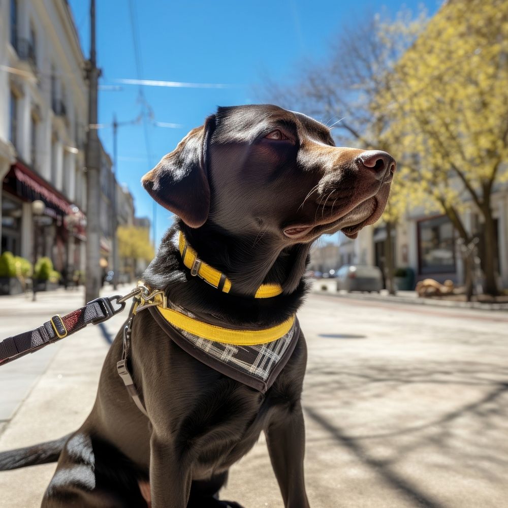 Guide dog leash animal mammal. AI generated Image by rawpixel.