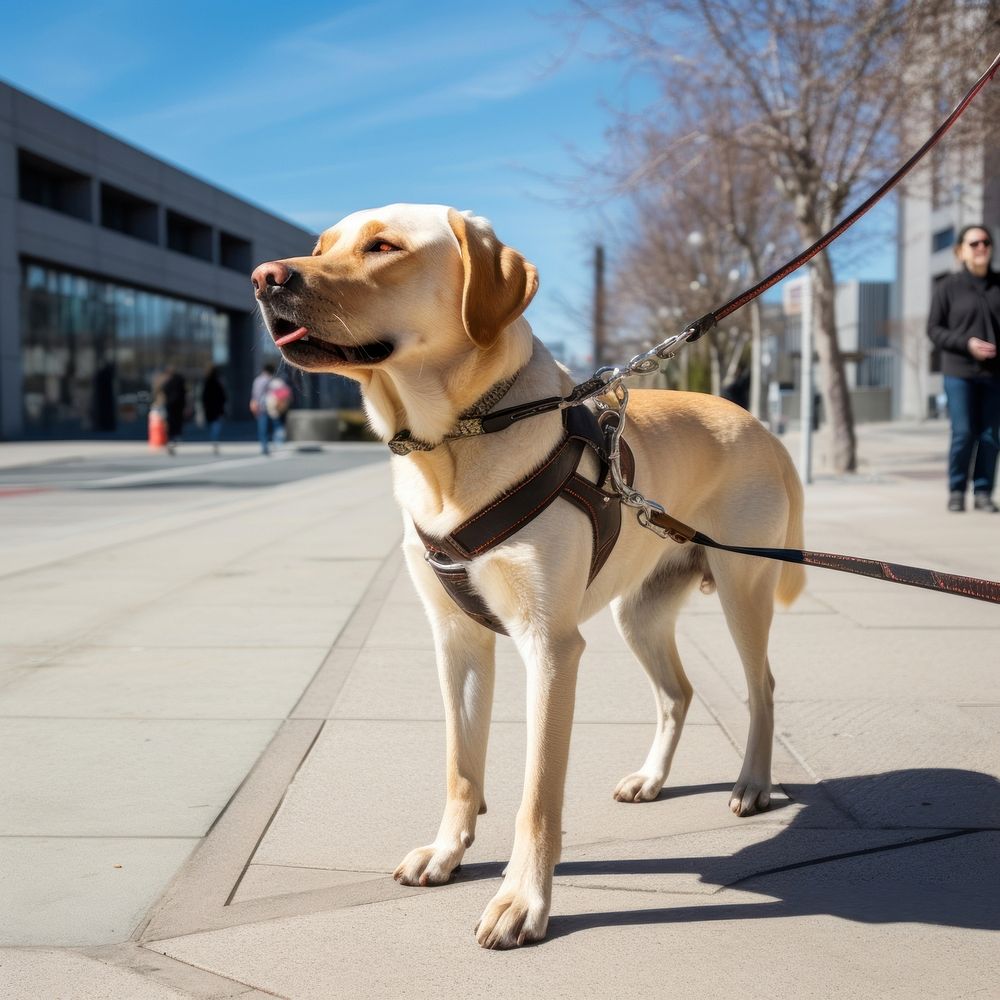 Guide dog animal mammal leash. AI generated Image by rawpixel.