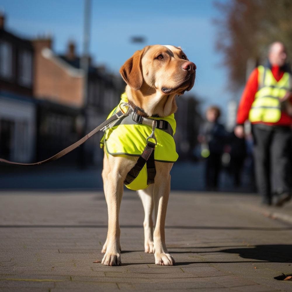 A guide dog animal mammal leash. AI generated Image by rawpixel.