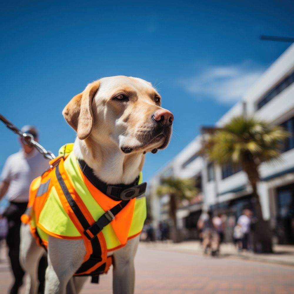 A guide dog walking animal mammal. AI generated Image by rawpixel.