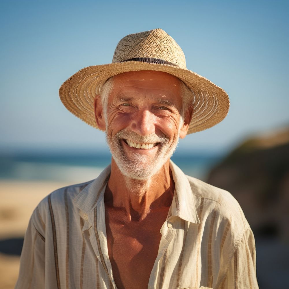 Portrait smiling adult beach. 