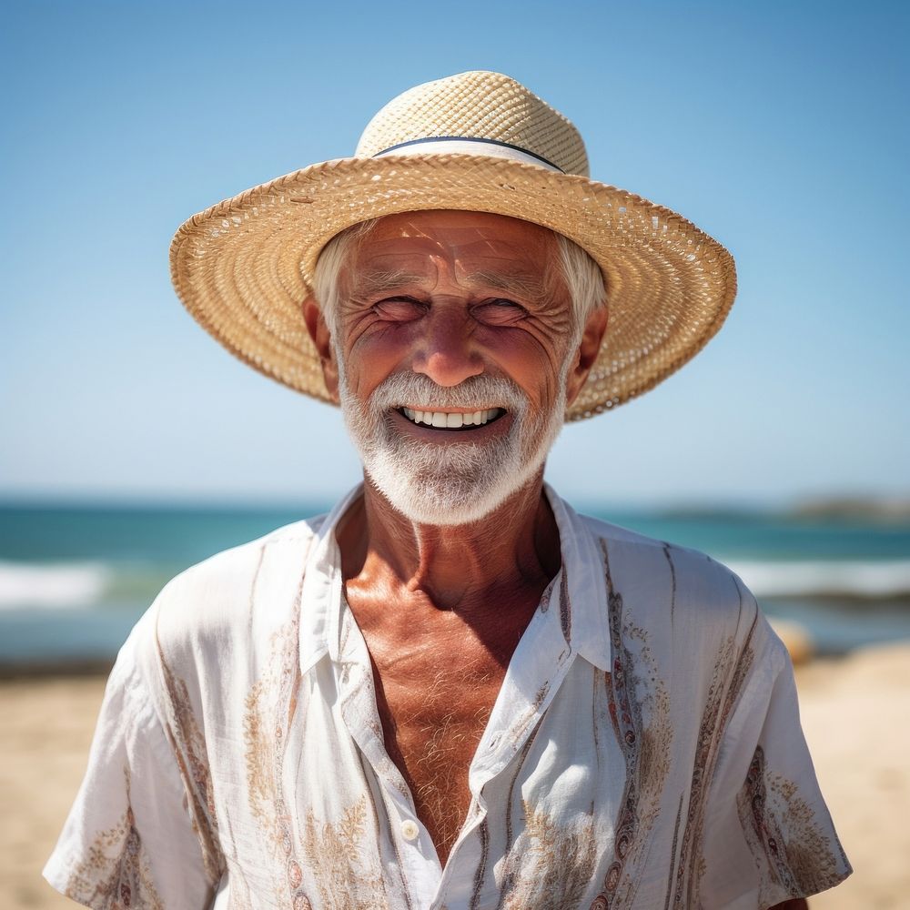 Portrait smiling beach adult. AI generated Image by rawpixel.