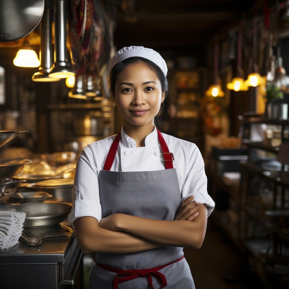 Chef restaurant portrait kitchen. AI generated Image by rawpixel.