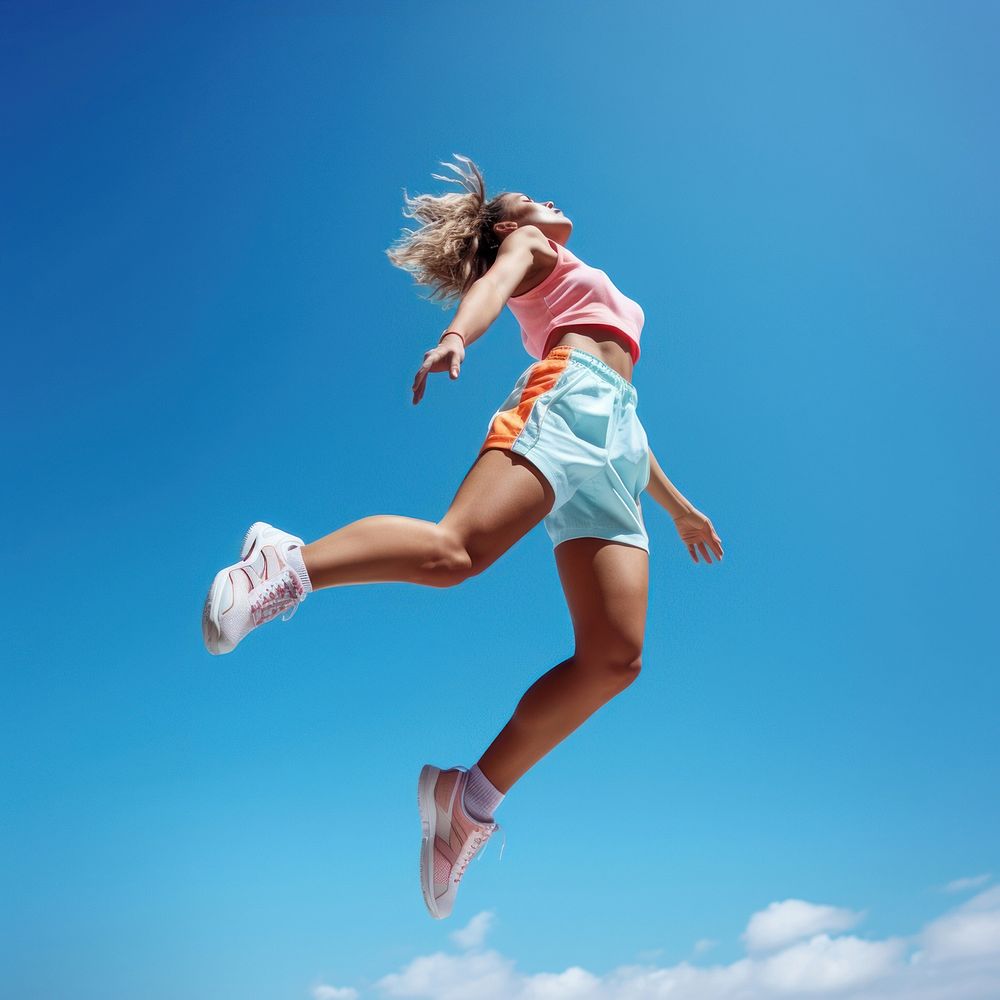 Female jumping sports shorts. AI generated Image by rawpixel.
