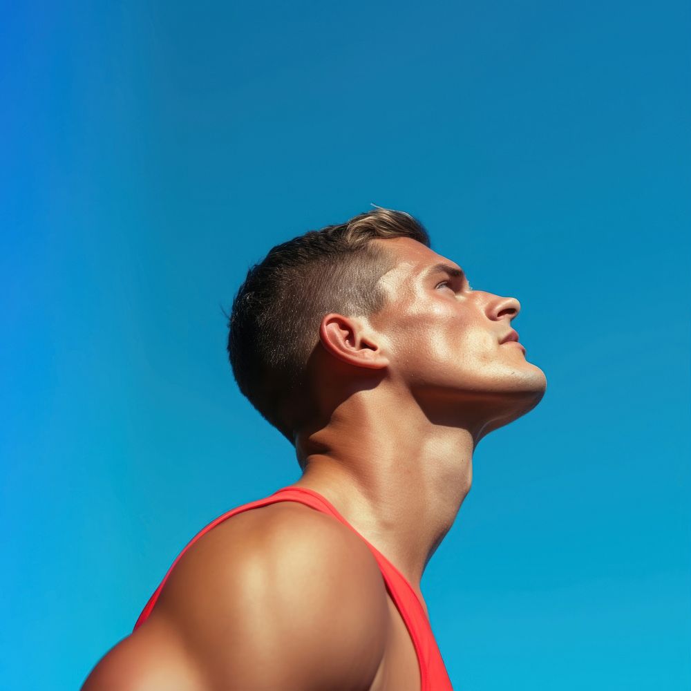 Male sports blue sky. AI generated Image by rawpixel.