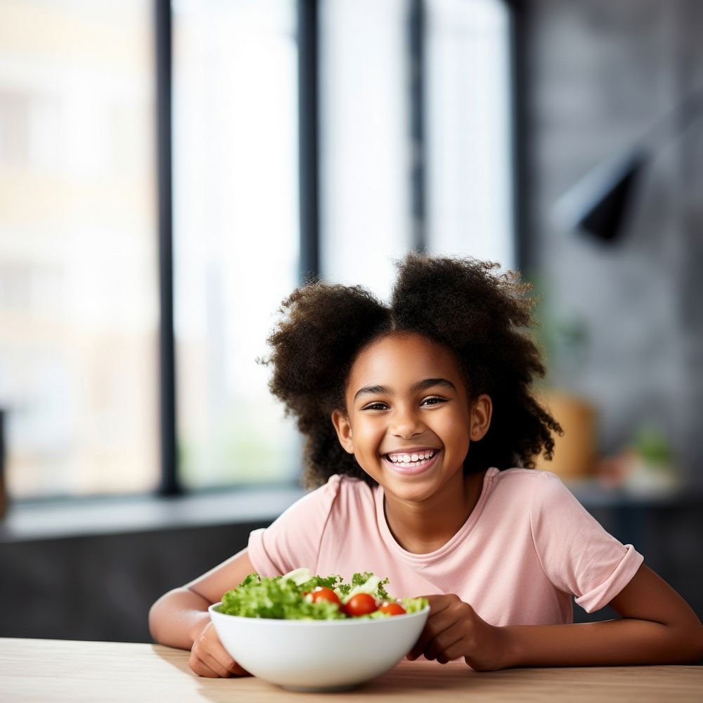 Healthy eating bowl salad smile. AI generated Image by rawpixel.