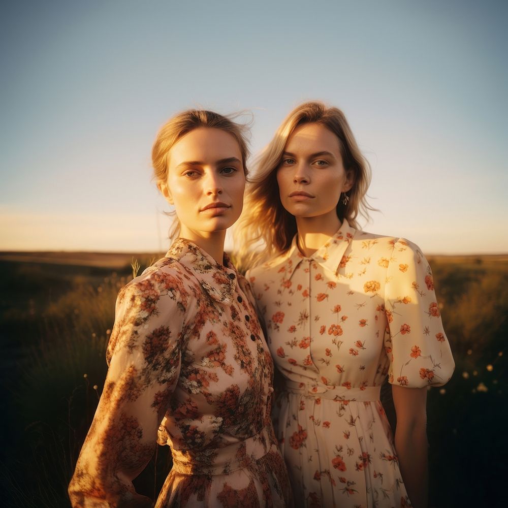 Two women portrait fashion nature. AI generated Image by rawpixel.