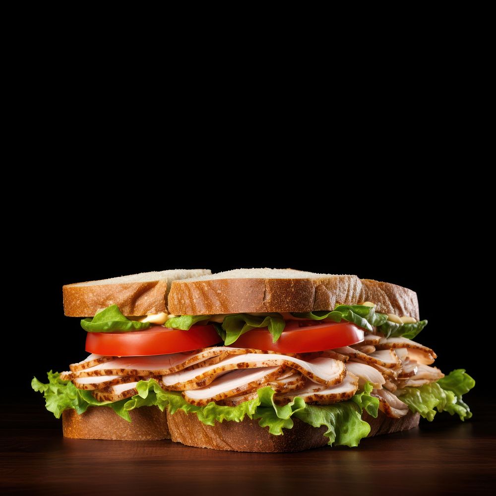 Turkey sandwich food meal vegetable. 