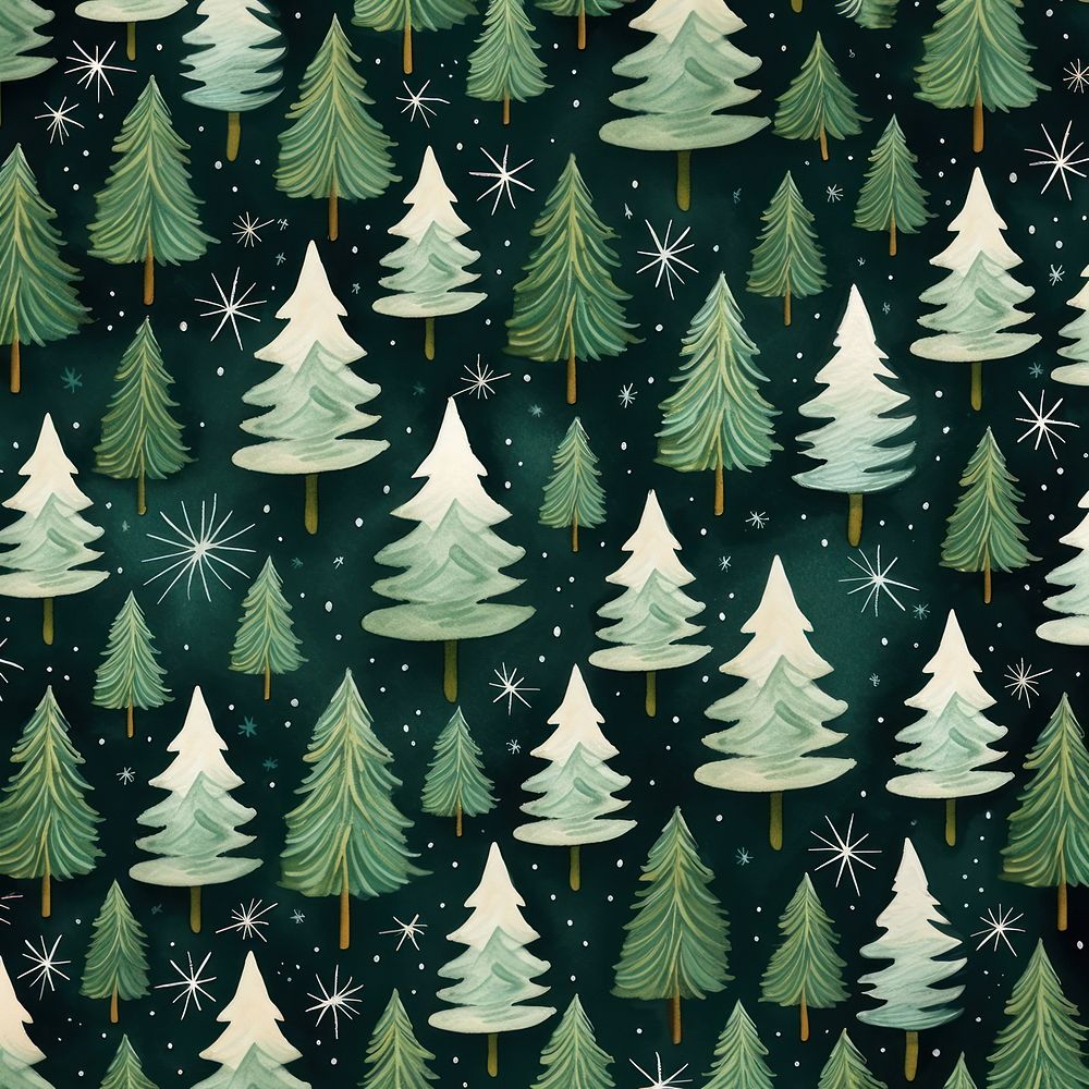 Christmas green watercolor pattern background.  