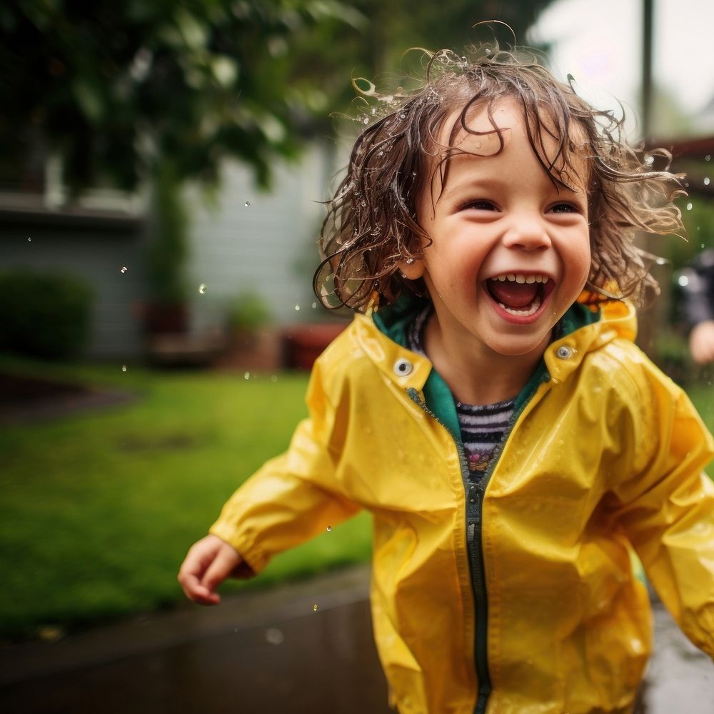 Portrait raincoat child photography. AI generated Image by rawpixel.