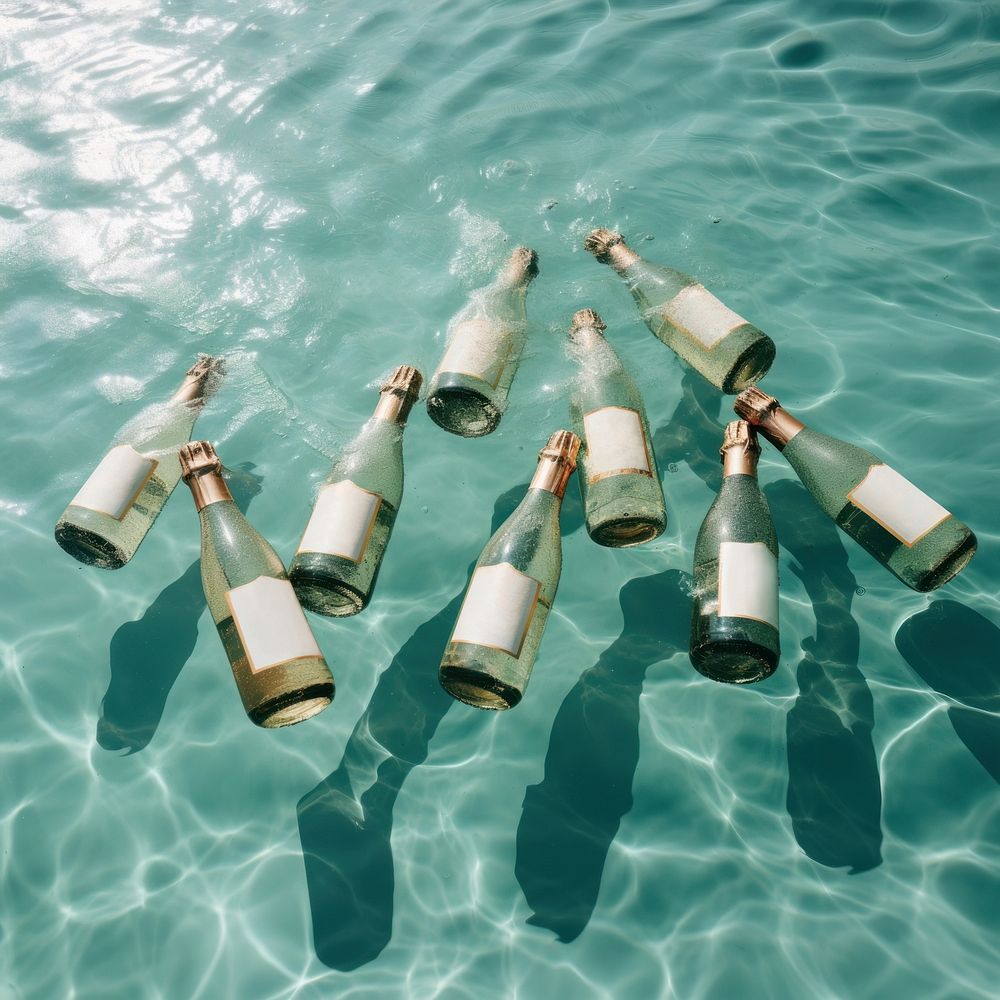Champagne bottles refreshment sunlight outdoors. AI generated Image by rawpixel.