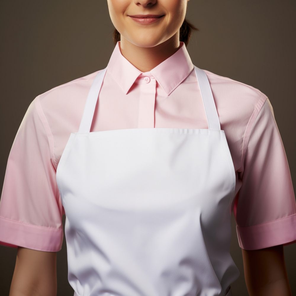 White apron shirt blouse pink. 