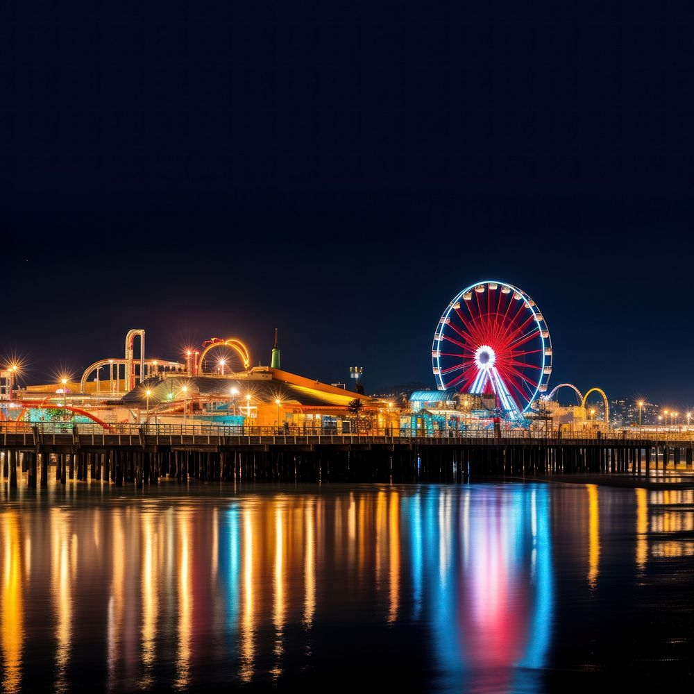 The Santa Monica pier architecture cityscape. AI generated Image by rawpixel.