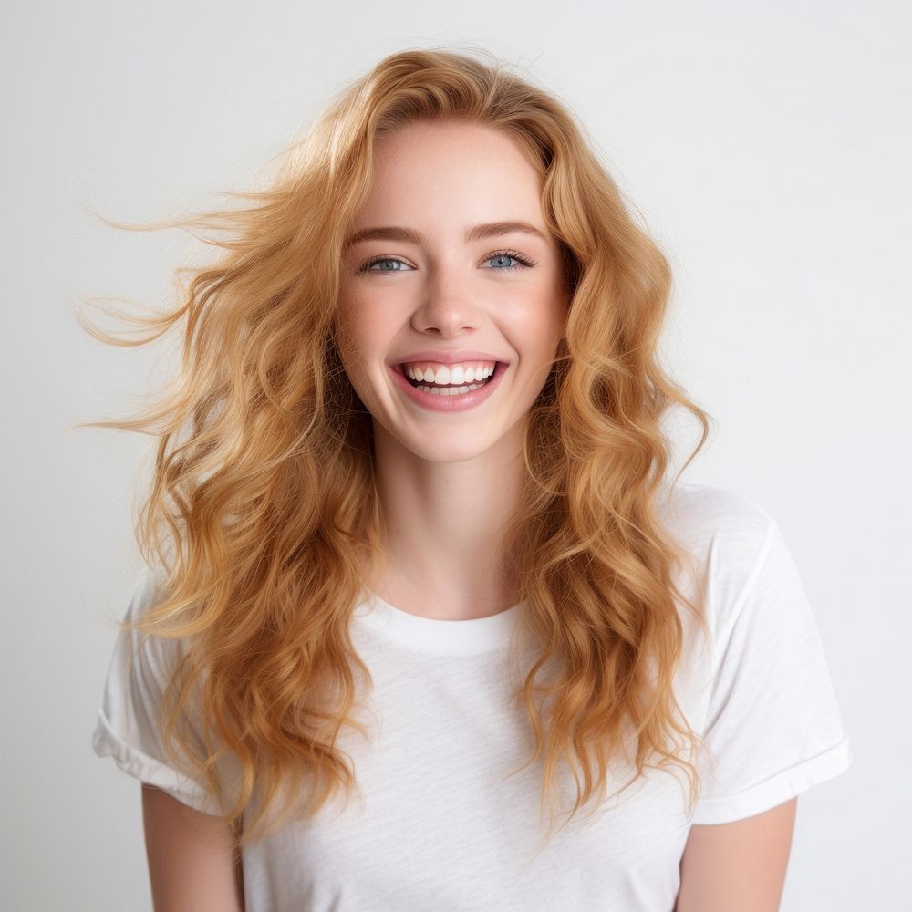 Portrait smiling blonde smile. AI generated Image by rawpixel.
