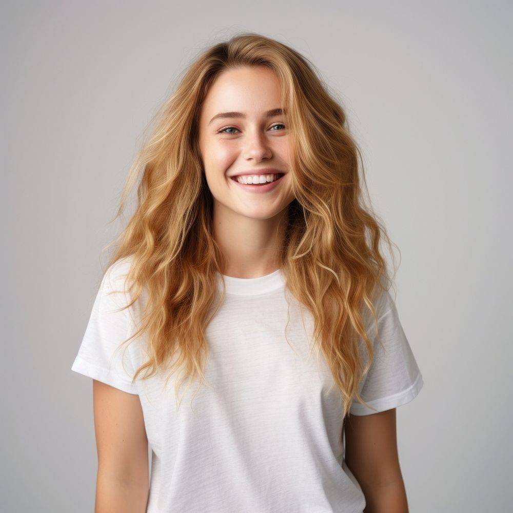 Portrait smiling blonde smile. AI generated Image by rawpixel.