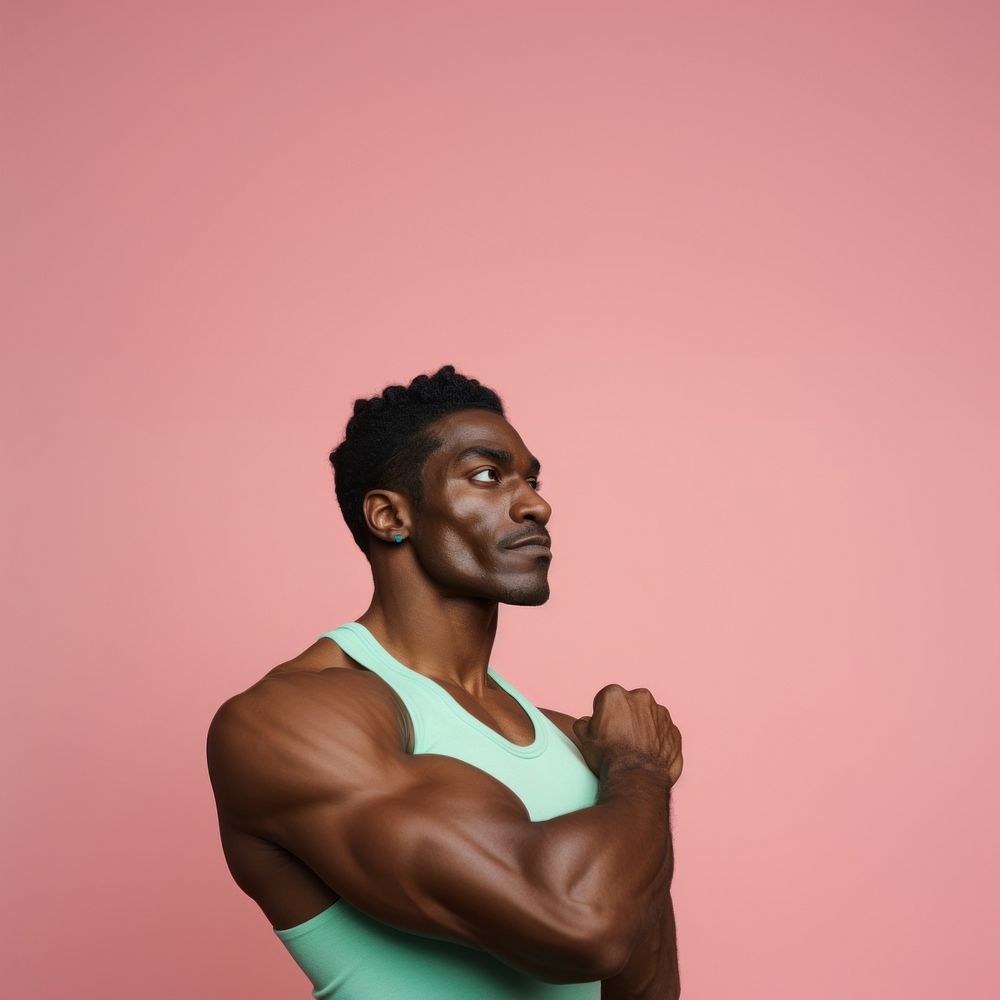 Flexing muscle portrait adult photo. AI generated Image by rawpixel.